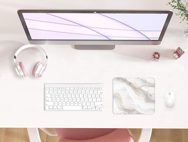 eulps Mouse Pad with Stitched Edge, Multiple Patterns Computer Mouse Pads with Non-Slip Rubber Base, Washable Cloth Mousepad, for Gaming, Laptop, PC (Ivory Gold) - Image 2